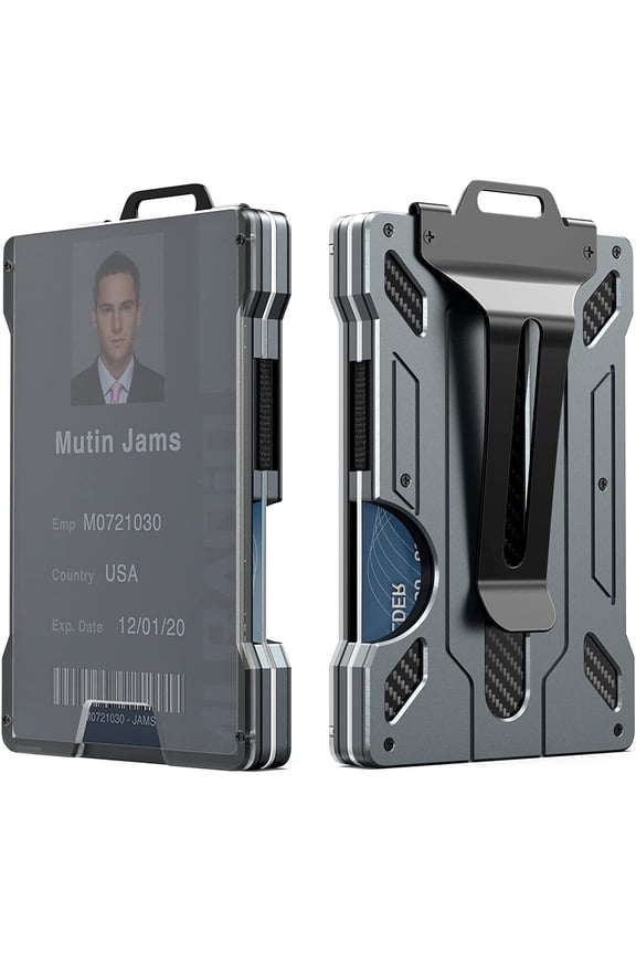 RFID Blocking Men's Minimalist Slim Card Holder Wallet, Gray