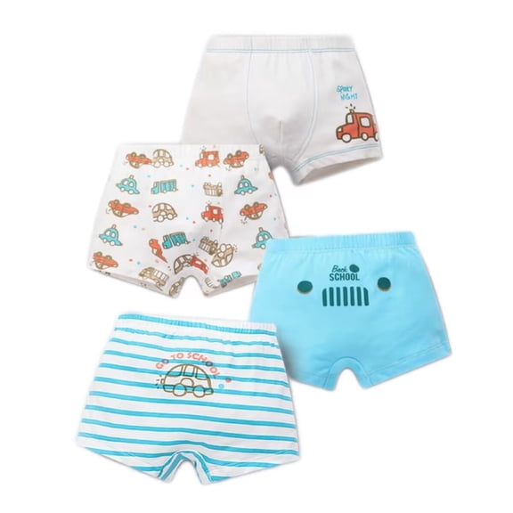 BIIOVENR 4Pcs Toddler Underwear Boxer Briefs Kids Shorts 100% Cotton Super Soft Breathable Panties for Boys