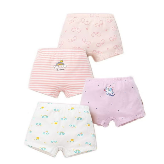 BIIOVENR 4Pcs Toddler Underwear Boxer Briefs Kids Shorts 100% Cotton Super Soft Breathable Panties for Girls