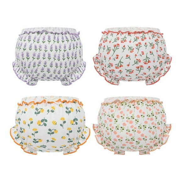 BIIOVENR 4Pcs Toddlers Diaper Covers Bloomers Underwear for Baby Girls Cotton Triangle Baby Shorts