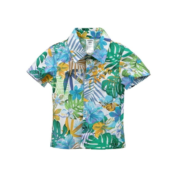BIIOVENR Boys Hawaiian Shirts Short Sleeve Cotton Shirt Summer Beach Button Down Casual Shirts for Kids
