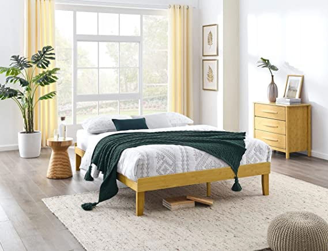BIKAHOM Dallas MidCentury Modern Queen Size Bed Frame, 14 inch Solid