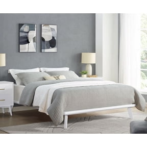 BIKAHOM Luna Wood Platform King Frame, 8.5 Inch Solid Wood Platform Bed with Under Bed Storage Space, No Box Spring Needed, Strong Wooden Slat System, Easy Assembly, Bedroom Furniture, White
