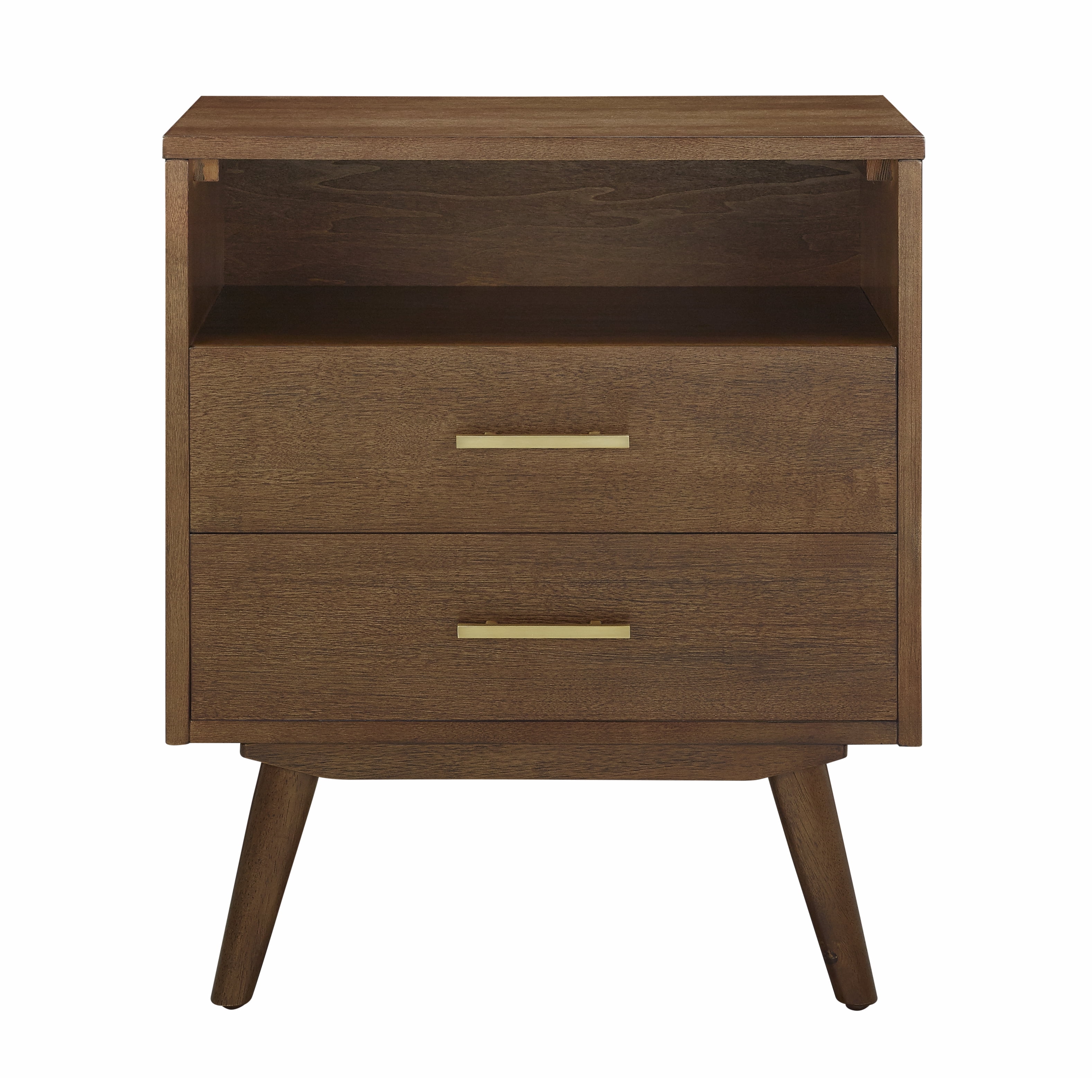 BIKAHOM Mia 2 Drawer Mid Century Modern Nightstand with Charging