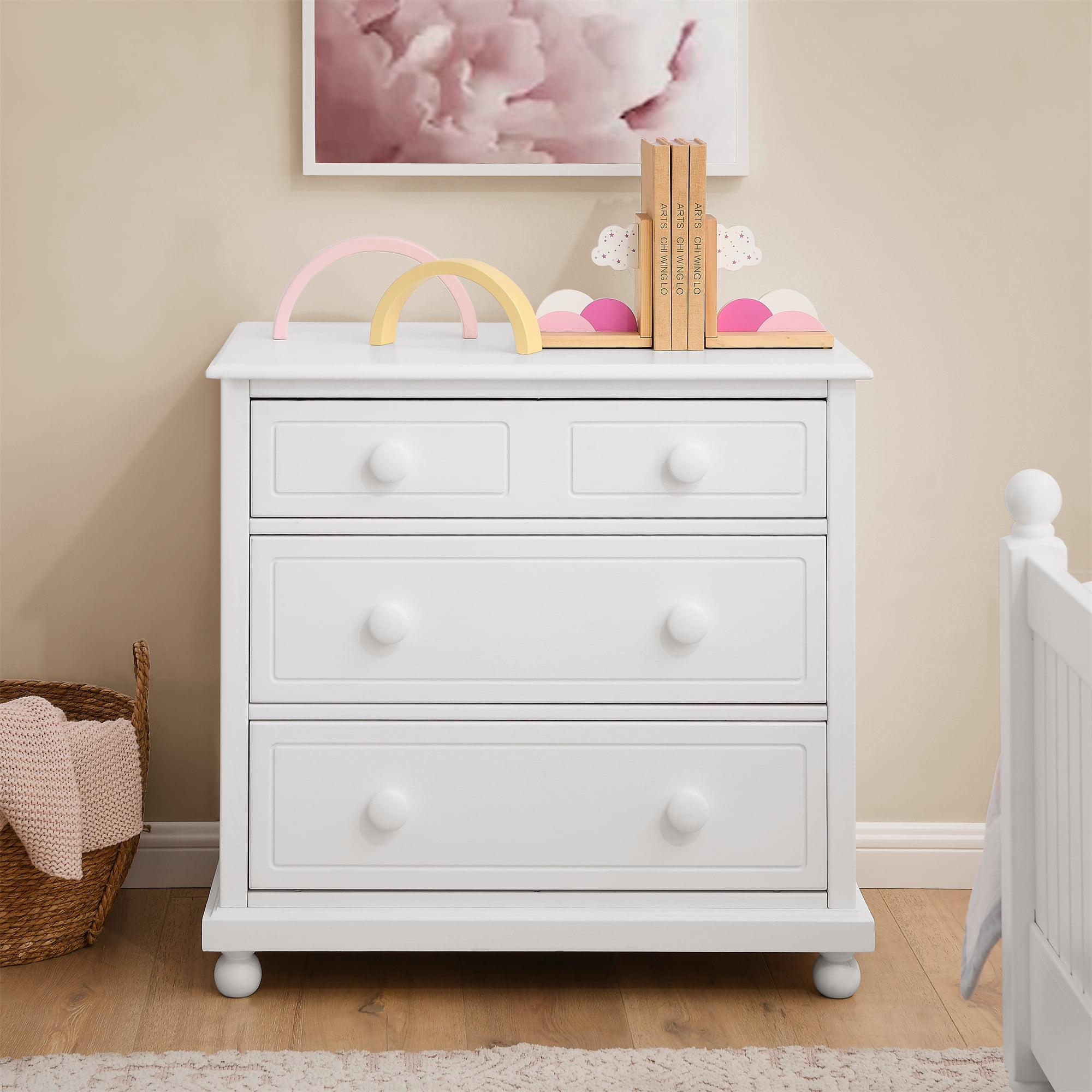 Mainstays Hillside Nightstand with Drawer, White Finish - Soft White