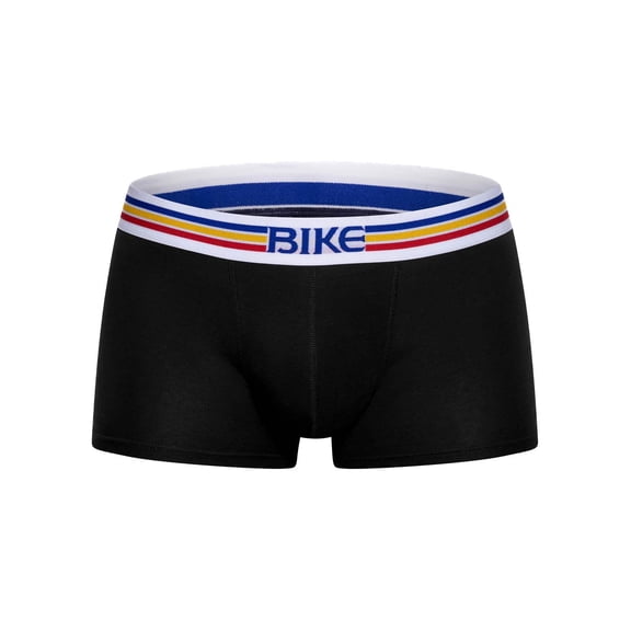 BIKE Athletic Stretch Cotton Trunk Underwear – Men’s 3" Inseam Mid-Rise Black Trunks with Contoured Pouch