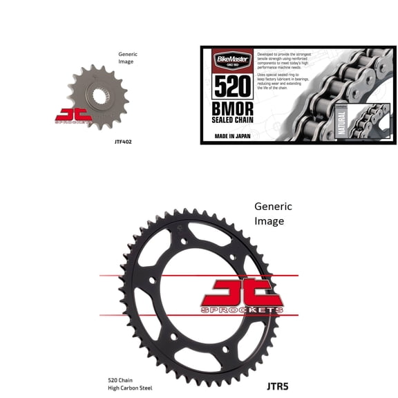 BIKEMASTER 520 BMOR Sealed Chain Natural, JT Front & Rear Sprocket Kit for Street BMW F650 GS 1999-2007