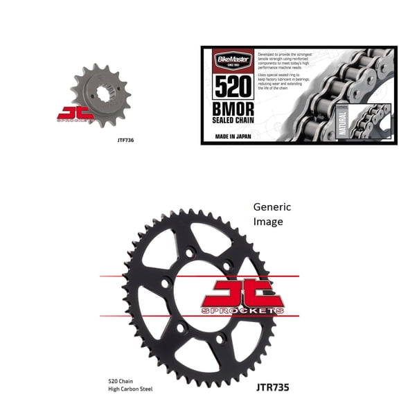 BIKEMASTER 520 BMOR Sealed Chain Natural, JT Front & Rear Sprocket Kit for Street DUCATI 620 Multi Strada 2005-2006
