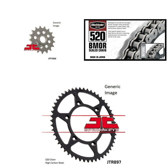 BIKEMASTER 520 BMOR Sealed Chain Natural, JT Front & Rear Sprocket Kit for Street KTM 690 Enduro/R 2008-2013