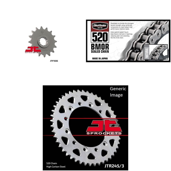 BIKEMASTER 520 BMOR Sealed Chain Natural, JT Front & Rear Sprocket Kit for Street YAMAHA FZ6R 2009-2016