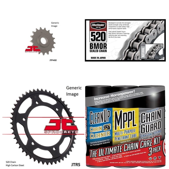 BIKEMASTER 520 BMOR Sealed Chain Natural with MAXIMA Wax, JT Front & Rear Sprocket Kit for Street BMW F650 Funduro 1996-2000