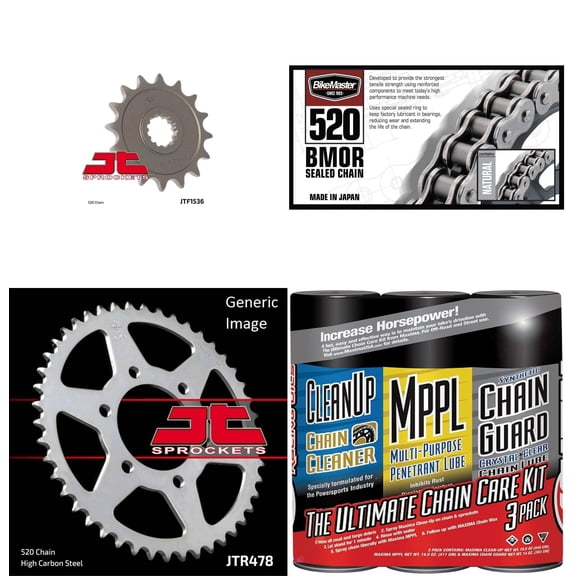 BIKEMASTER 520 BMOR Sealed Chain Natural with MAXIMA Wax, JT Front & Rear Sprocket Kit for Street KAWASAKI ZX600 Ninja ZX-6R 2007-2012