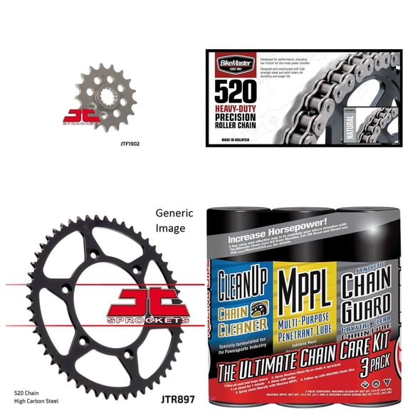 BIKEMASTER 520H Heavy-Duty Precision Roller Chain Natural with MAXIMA Wax, JT Front & Rear Sprocket Kit for Street KTM 640 LC4 Duke II 2000-2003