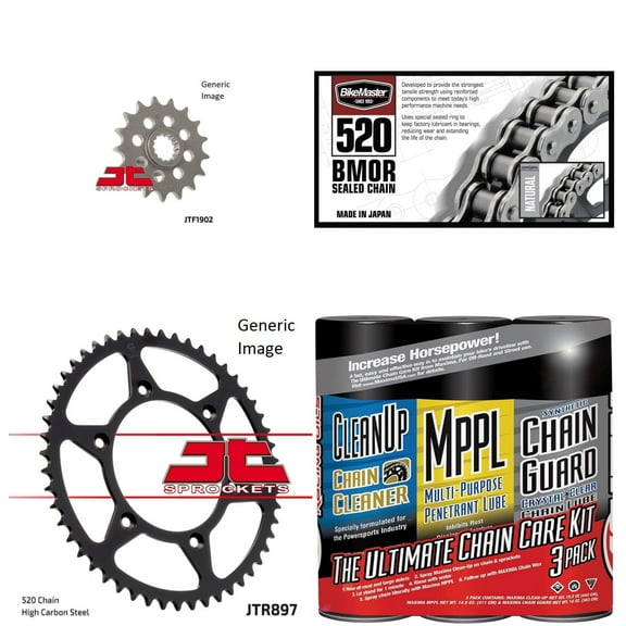 BIKEMASTER 520 BMOR Sealed Chain Natural with MAXIMA Wax, JT Front & Rear Sprocket Kit for Street KTM 660 SMC 2003-2004