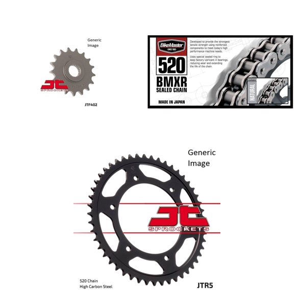BIKEMASTER 520 BMXR Sealed Chain Natural, JT Front & Rear Sprocket Kit for Street APRILIA 650 Pegaso 1998-2004