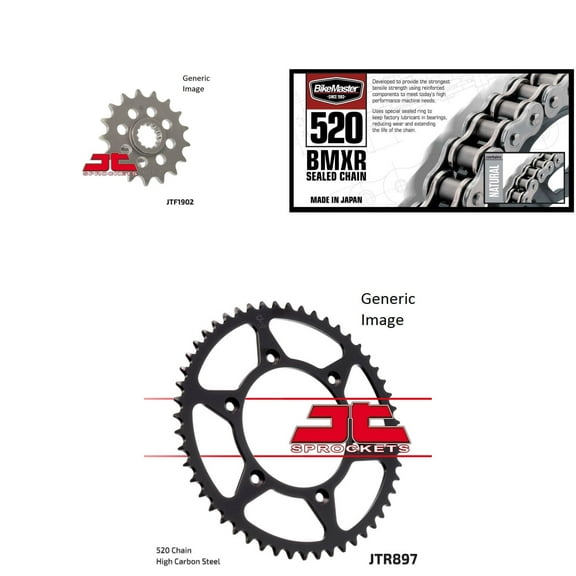BIKEMASTER 520 BMXR Sealed Chain Natural, JT Front & Rear Sprocket Kit for Street KTM 660 SMC 2003-2004