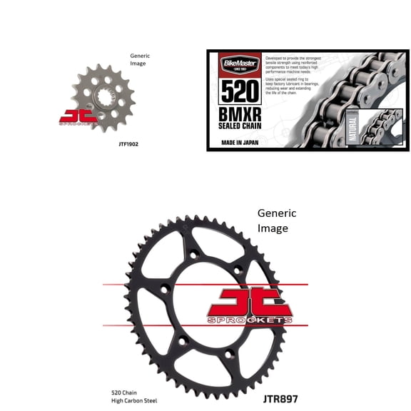BIKEMASTER 520 BMXR Sealed Chain Natural, JT Front & Rear Sprocket Kit for Street KTM 690 SMC 2008-2011