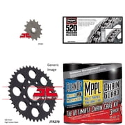 BIKEMASTER 520 Precision Roller Chain Natural with MAXIMA Wax, JT Front & Rear Sprocket Kit for Street HONDA CB250 Nighthawk 1991-2008