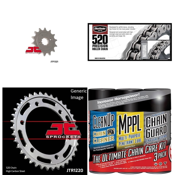 BIKEMASTER 520 Precision Roller Chain Natural with MAXIMA Wax, JT Front & Rear Sprocket Kit for Street HONDA CBR250R 2011-2013