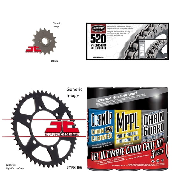 BIKEMASTER 520 Precision Roller Chain Natural with MAXIMA Wax, JT Front & Rear Sprocket Kit for Street KAWASAKI EX250-F Ninja 250R 2006-2007