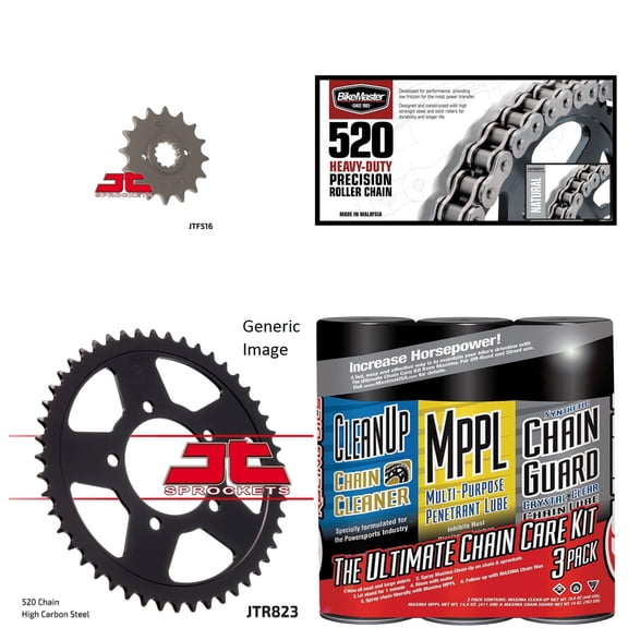 BIKEMASTER 520H Heavy-Duty Precision Roller Chain Gold with MAXIMA Wax, JT Front & Rear Sprocket Kit for Street SUZUKI GS500E 1994-2002