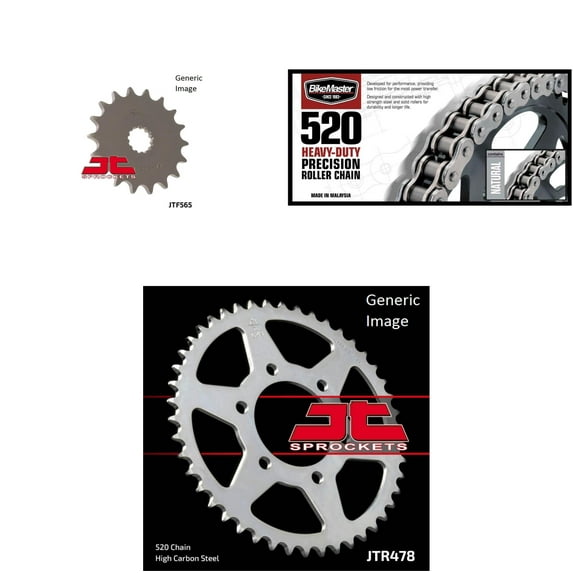 BIKEMASTER 520H Heavy-Duty Precision Roller Chain Natural, JT Front & Rear Sprocket Kit for Street KAWASAKI ER-6N 2009
