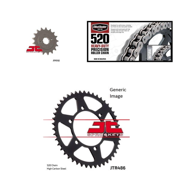 BIKEMASTER 520H Heavy-Duty Precision Roller Chain Natural, JT Front & Rear Sprocket Kit for Street KAWASAKI ZR550B Zephyr 1990-1993