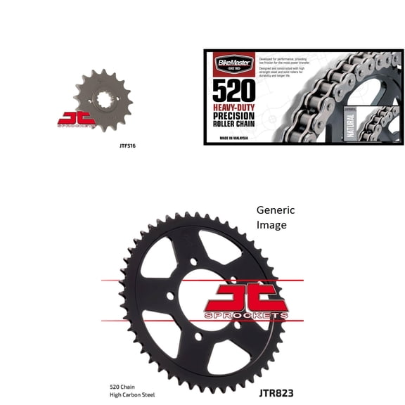 BIKEMASTER 520H Heavy-Duty Precision Roller Chain Natural, JT Front & Rear Sprocket Kit for Street SUZUKI GS500H 2007