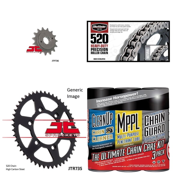 BIKEMASTER 520H Heavy-Duty Precision Roller Chain Natural with MAXIMA Wax, JT Front & Rear Sprocket Kit for Street DUCATI 620 Monster ie 2005-2006