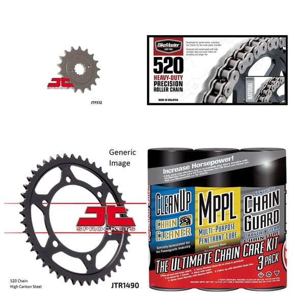 BIKEMASTER 520H Heavy-Duty Precision Roller Chain Natural with MAXIMA Wax, JT Front & Rear Sprocket Kit for Street KAWASAKI EN500 Vulcan 1996-2009