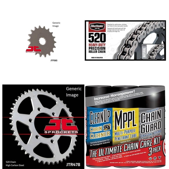 BIKEMASTER 520H Heavy-Duty Precision Roller Chain Natural with MAXIMA Wax, JT Front & Rear Sprocket Kit for Street KAWASAKI KLE650A Versys 2007-2016