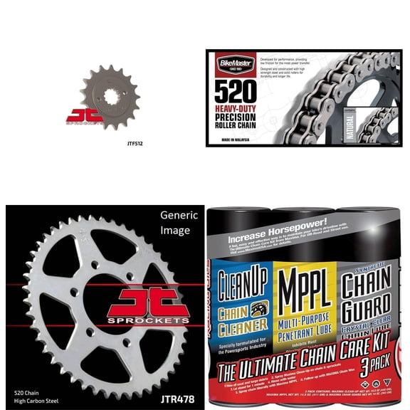BIKEMASTER 520H Heavy-Duty Precision Roller Chain Natural with MAXIMA Wax, JT Front & Rear Sprocket Kit for Street KAWASAKI ZX-4 1991-1992