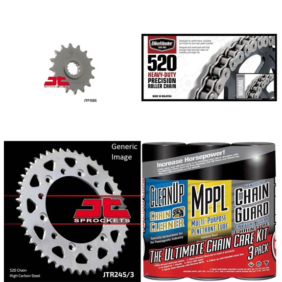 BIKEMASTER 520H Heavy-Duty Precision Roller Chain Natural with MAXIMA Wax, JT Front & Rear Sprocket Kit for Street YAMAHA FZ6R 2009-2016