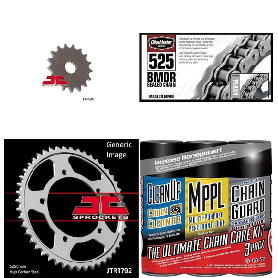 BIKEMASTER 525 BMOR Sealed Chain Natural with MAXIMA Wax, JT Front & Rear Sprocket Kit for Street SUZUKI GSX-R750 2006-2010