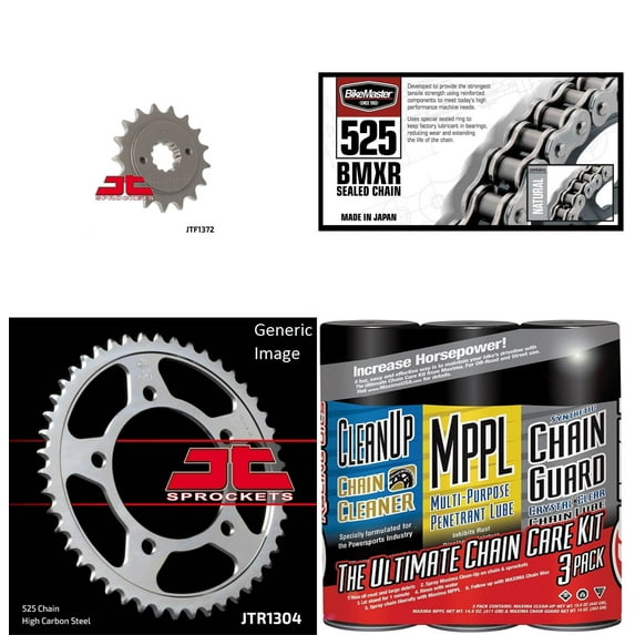BIKEMASTER 525 BMXR Sealed Chain Natural with MAXIMA Wax, JT Front & Rear Sprocket Kit for Street HONDA VT750 Shadow C/CD/CD2 1998-2003