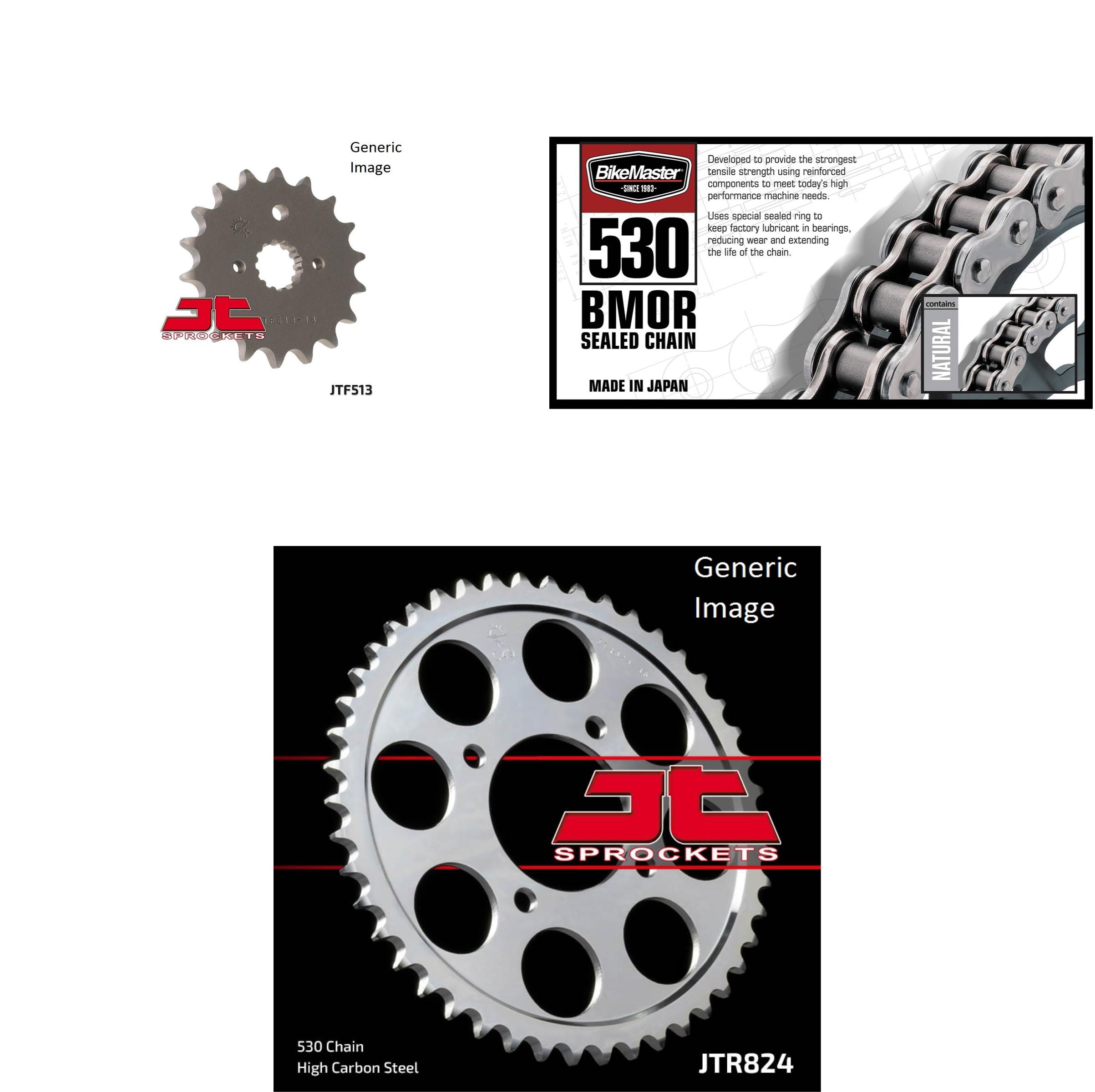 BIKEMASTER 530 BMOR Sealed Chain Natural, JT Front & Rear Sprocket Kit for Street SUZUKI GSX600F Katana 1988