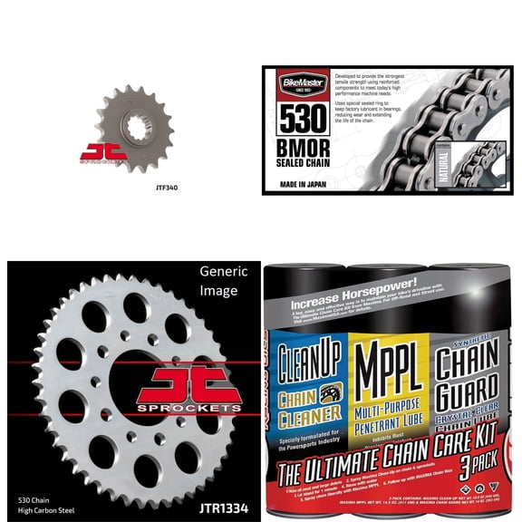 BIKEMASTER 530 BMOR Sealed Chain Natural with MAXIMA Wax, JT Front & Rear Sprocket Kit for Street HONDA CBX 1000 1980