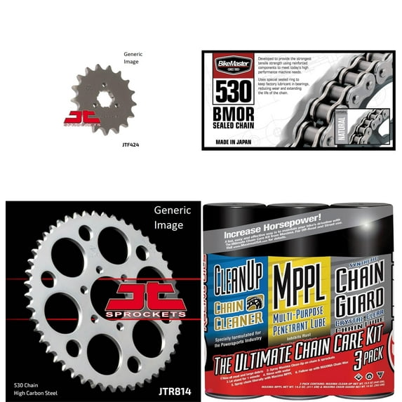 BIKEMASTER 530 BMOR Sealed Chain Natural with MAXIMA Wax, JT Front & Rear Sprocket Kit for Street SUZUKI GT550 1971-1977