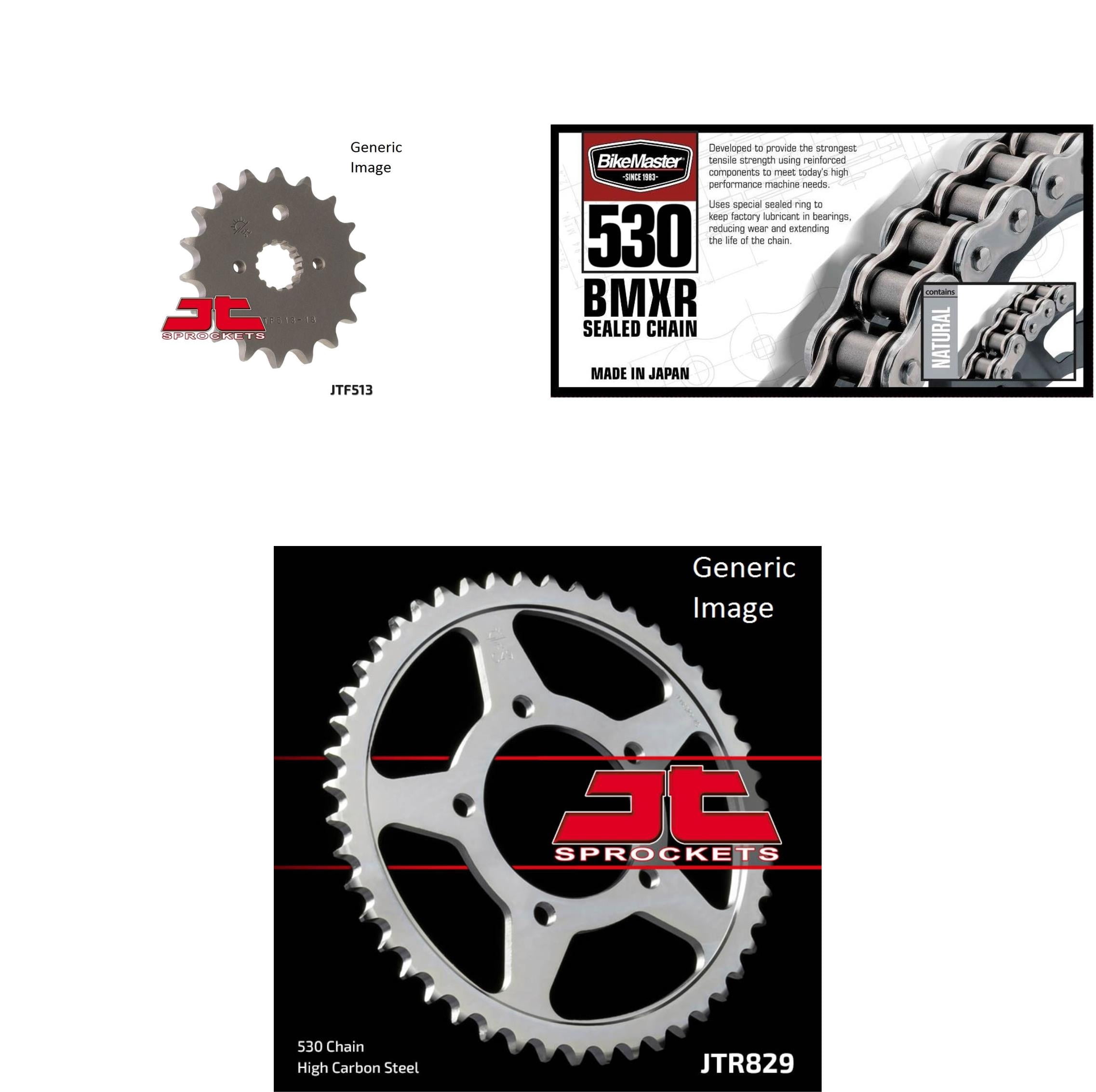 BIKEMASTER 530 BMXR Sealed Chain Natural, JT Front & Rear Sprocket Kit for Street SUZUKI GSX750F Katana 1998-2006