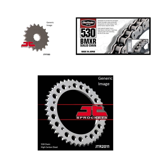 BIKEMASTER 530 BMXR Sealed Chain Natural, JT Front & Rear Sprocket Kit for Street TRIUMPH 955 Speed Triple 1999-2004