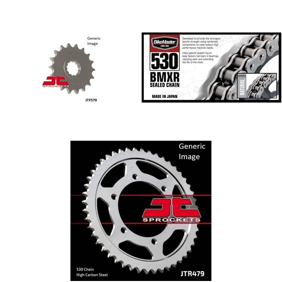 BIKEMASTER 530 BMXR Sealed Chain Natural, JT Front & Rear Sprocket Kit for Street YAMAHA FZ-1 2001-2005