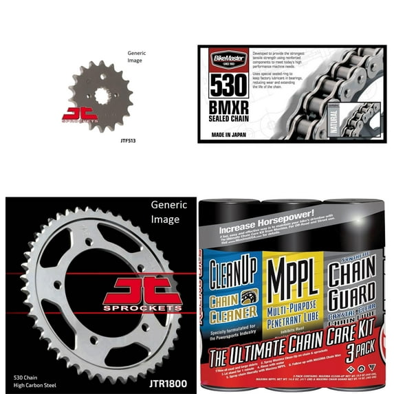 BIKEMASTER 530 BMXR Sealed Chain Natural with MAXIMA Wax, JT Front & Rear Sprocket Kit for Street SUZUKI GSX-R1000 2001-2006