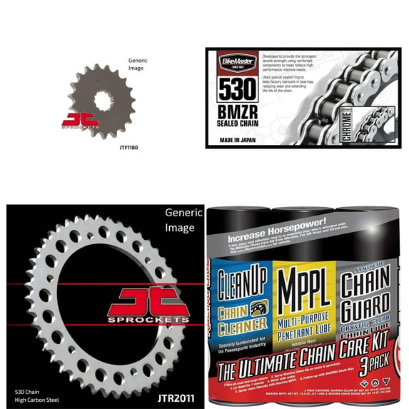 BIKEMASTER 530 BMZR Sealed Chain Gold with MAXIMA Wax, JT Front & Rear Sprocket Kit for Street TRIUMPH 955i Daytona 2002-2006