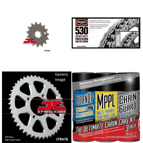 BIKEMASTER 530H Heavy-Duty Precision Roller Chain Natural with MAXIMA Wax, JT Front & Rear Sprocket Kit for Street KAWASAKI KZ440B 1980-1981