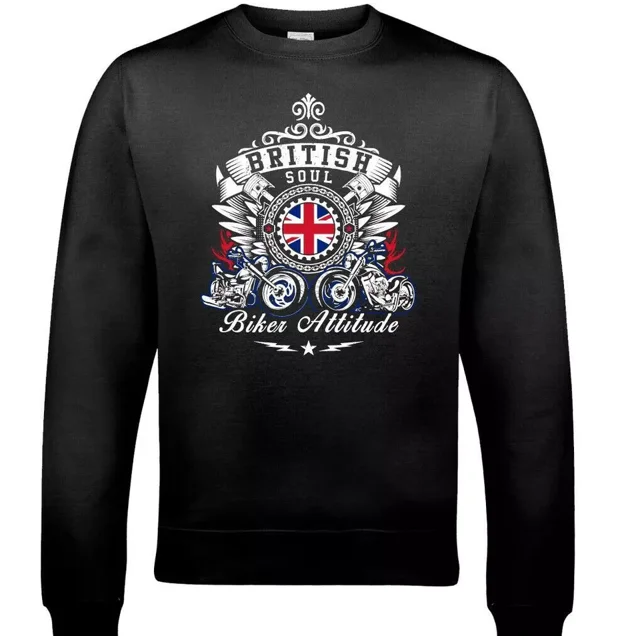 BIKER SWEATSHIRT, Jumper Motorbike Motorcycle Cafe Racer Bike Mens