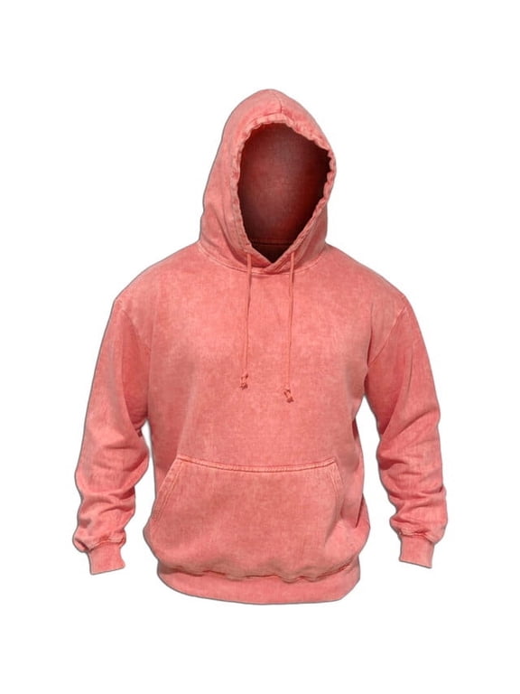 Men's Distressed Hoodie Vintage Pullover Oversized Relaxed fit (M,Orange)