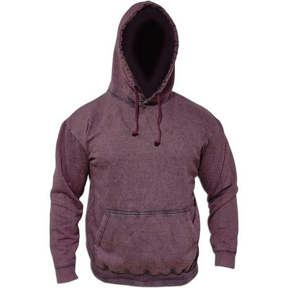BIKER WEAR USA Men's Distressed Hoodie Vintage Pullover Oversized Relaxed fit (XX-Large, Burgundy)
