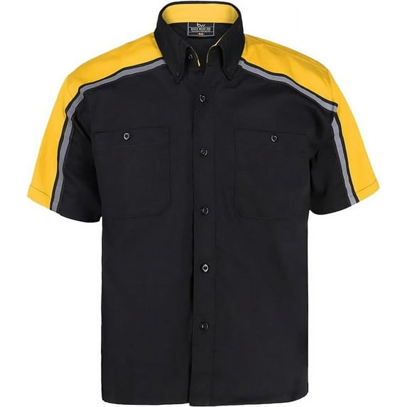BIKER WEAR USA Men’s Work Shirt- Mechanical/Industrial Work Shirt with Reflective Lining (Gold)
