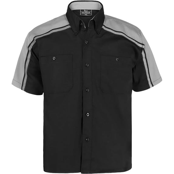 BIKER WEAR USA Men’s Work Shirt- Mechanical/Industrial Work Shirt with Reflective Lining (Grey)