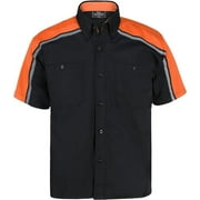 BIKER WEAR USA Men’s Work Shirt- Mechanical/Industrial Work Shirt with Reflective Lining (Orange)